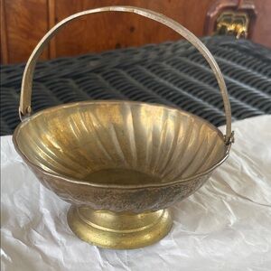Vintage Brass Basket with Handle